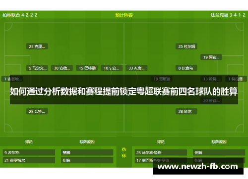 如何通过分析数据和赛程提前锁定粤超联赛前四名球队的胜算